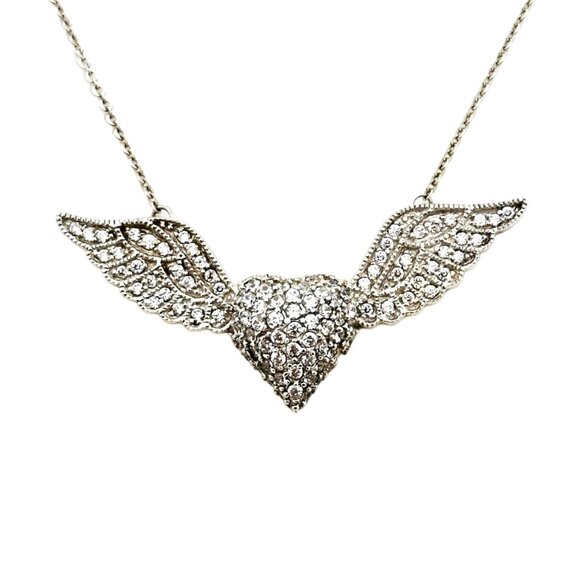 Diamonique Sterling Winged Pendant/Necklace w/Cubic Zirconia by Joseph Esposito - Picture 1 of 8